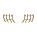 Aretes 4 líneas flecha brillantes 14K