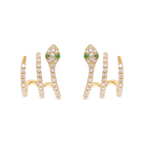 Medias huggies serpiente 3 líneas esmeraldas 14K