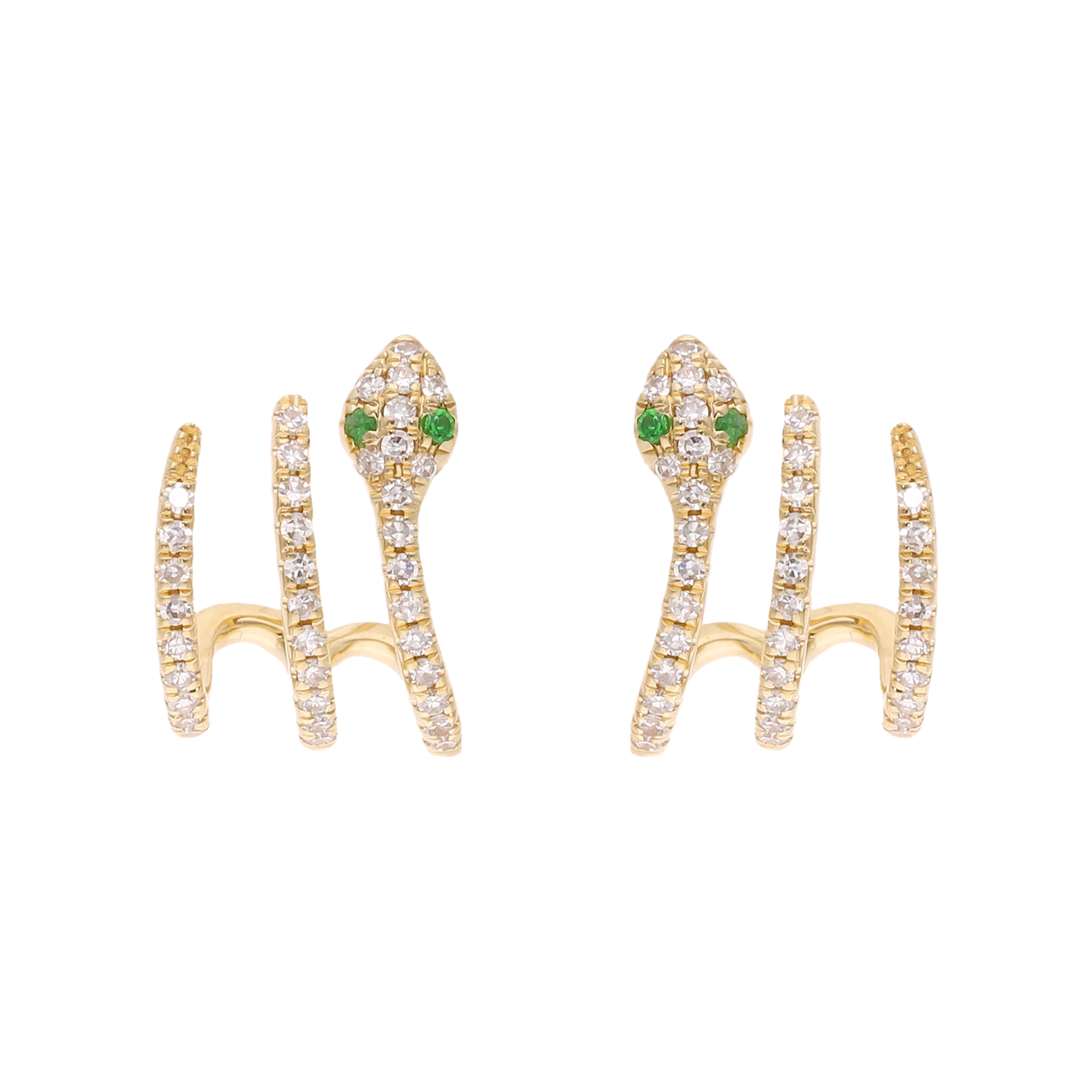 Medias huggies serpiente 3 líneas esmeraldas 14K