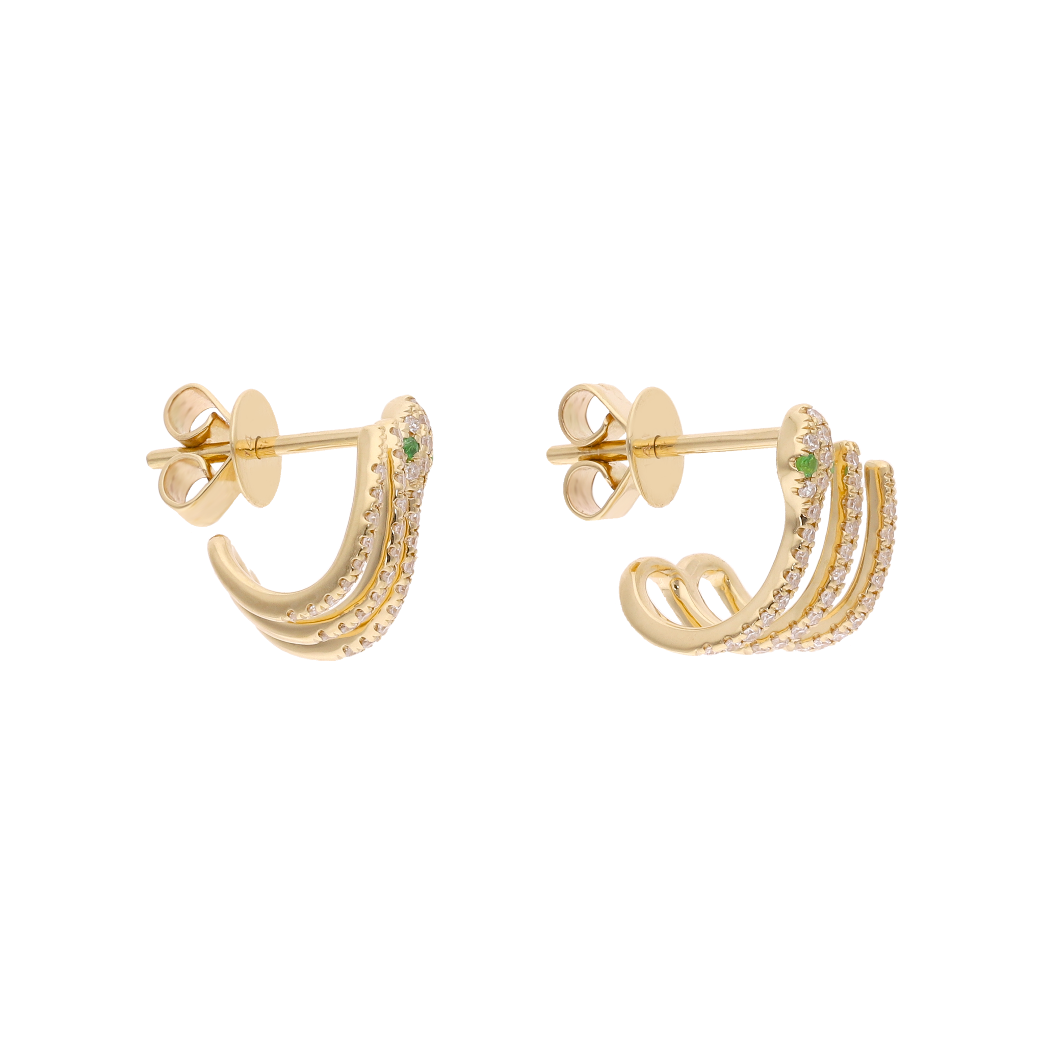 Medias huggies serpiente 3 líneas esmeraldas 14K