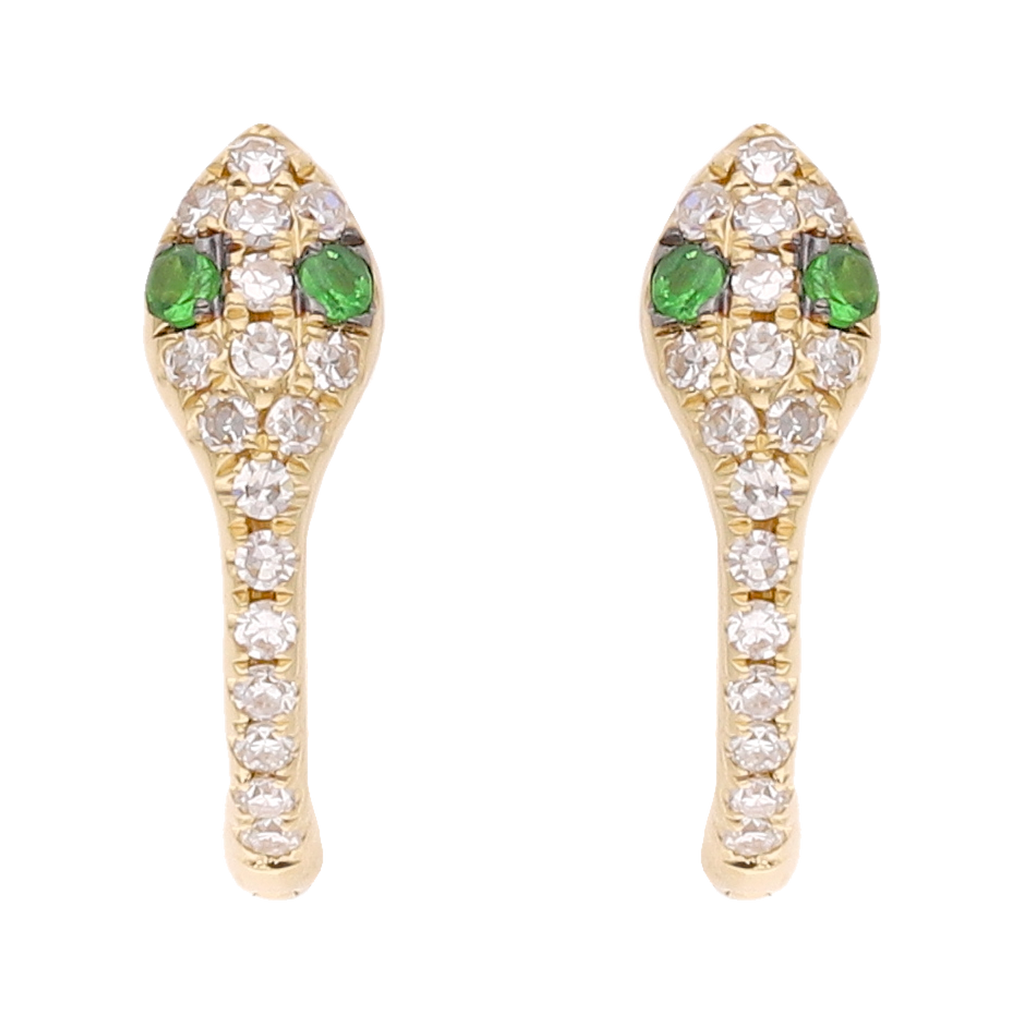 Huggies serpiente esmeralda/rubí y diamantes 14K