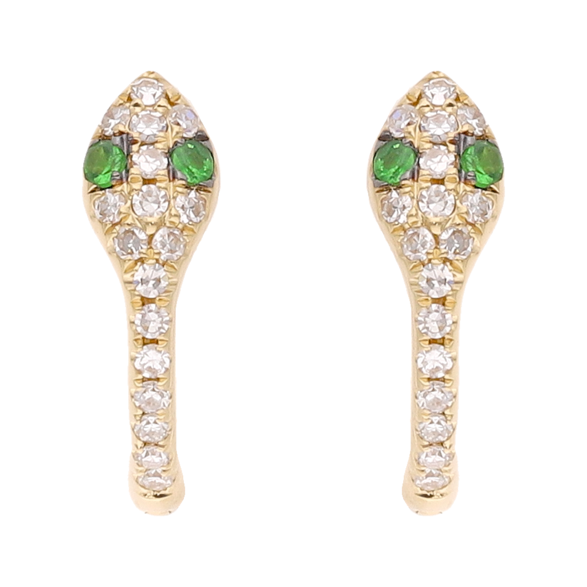 Huggies serpiente esmeralda/rubí y diamantes 14K