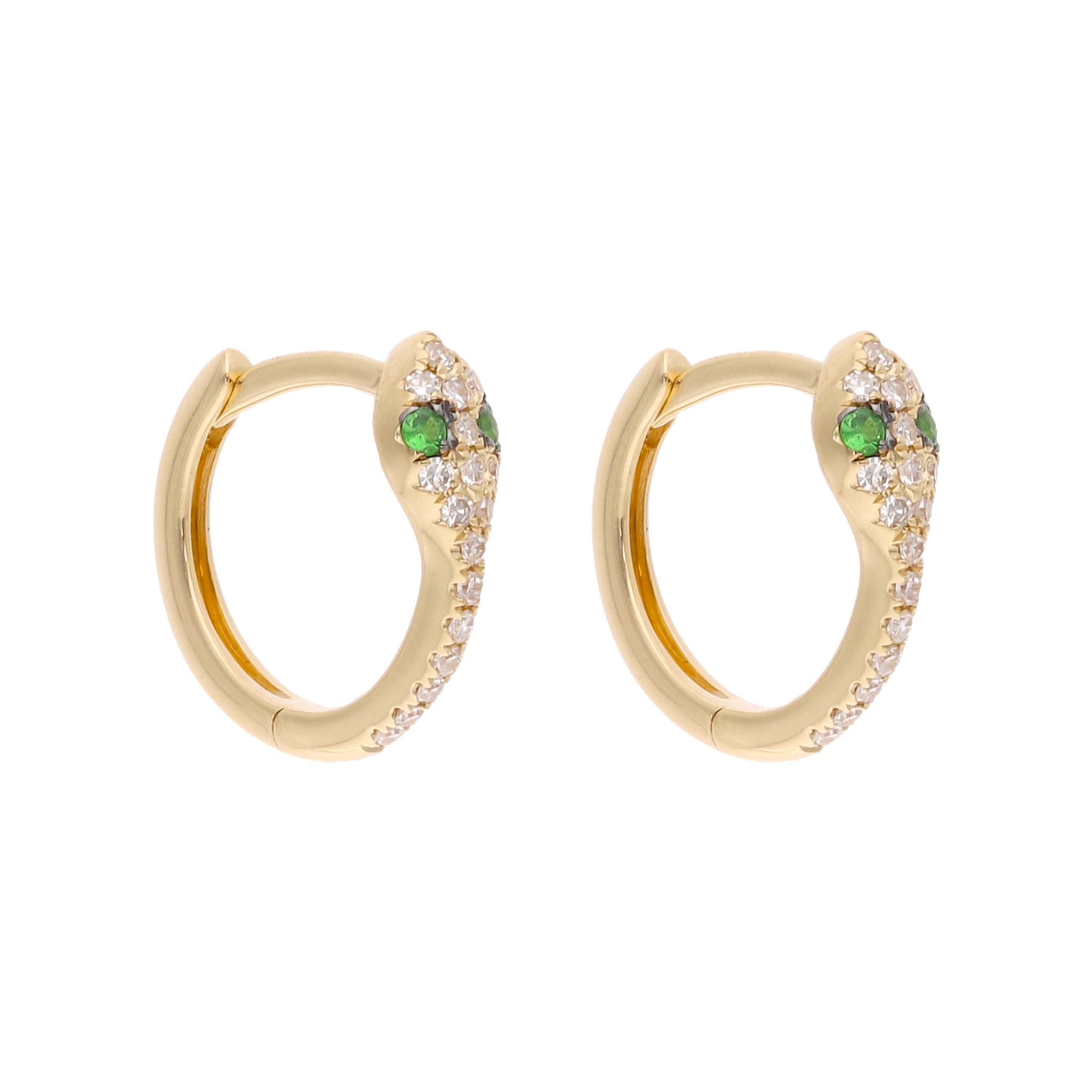 Huggies serpiente esmeralda/rubí y diamantes 14K