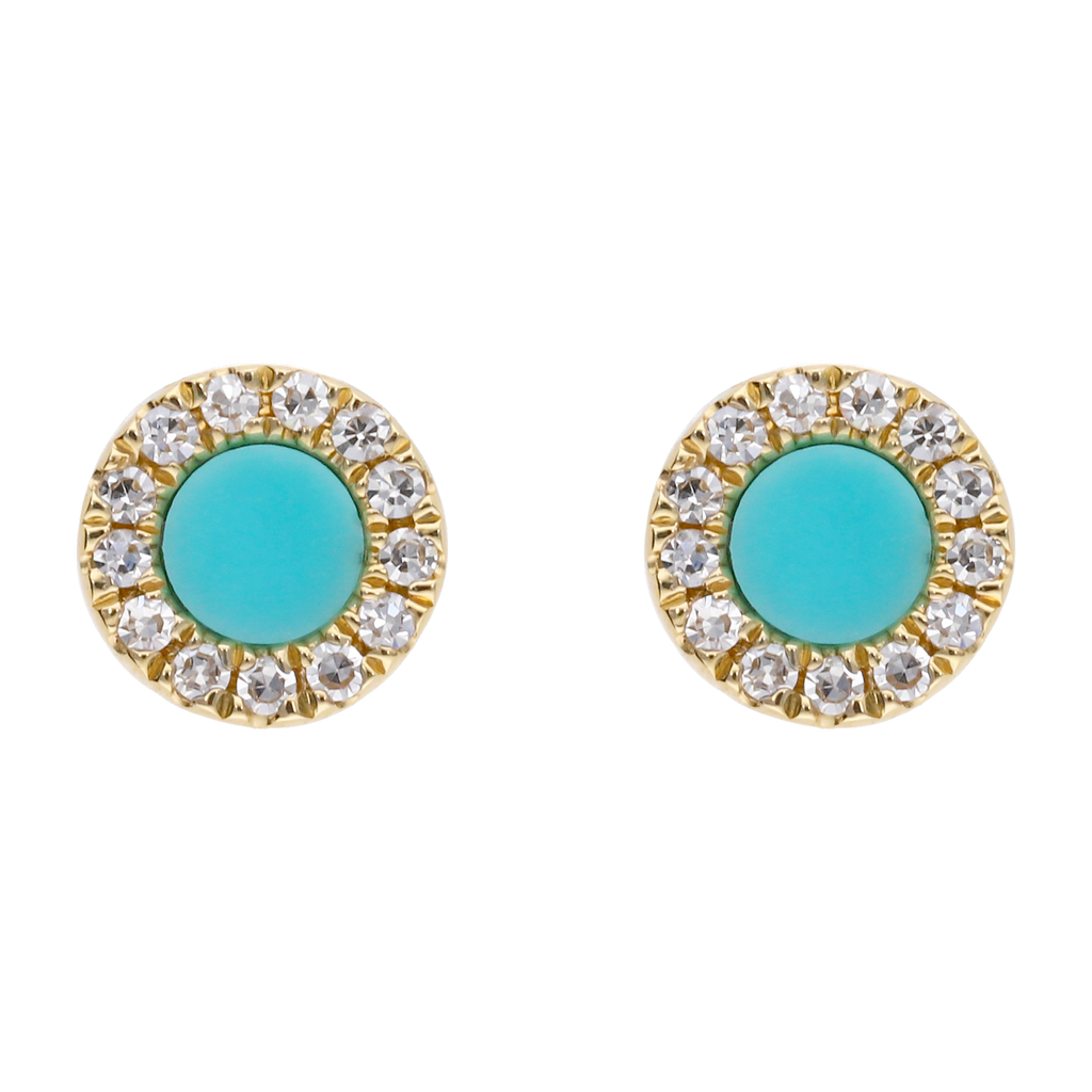 Broquel malaquita/turquesa/madre perla y brillantes 14K