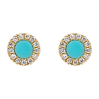 Broquel malaquita/turquesa/madre perla y brillantes 14K