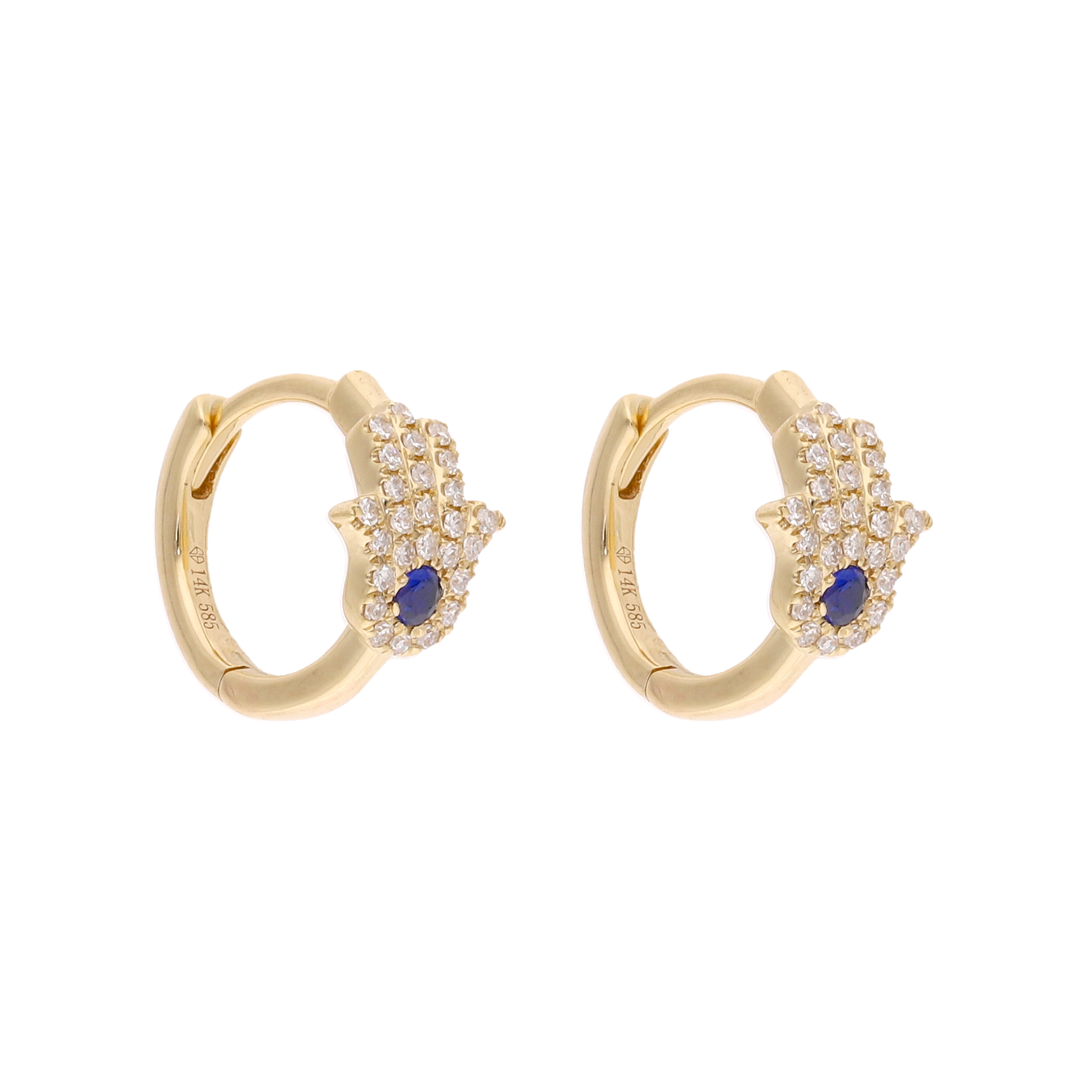 Huggies mano Fátima zafiro y brillantes 14K