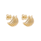 Aretes 7 líneas diamantes 14K