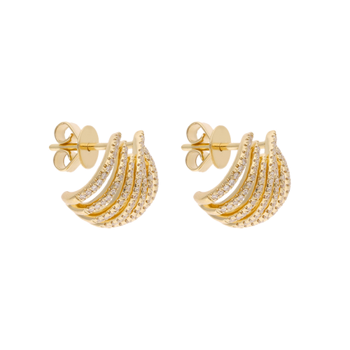 Aretes 7 líneas diamantes 14K