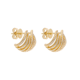 Aretes 7 líneas diamantes 14K