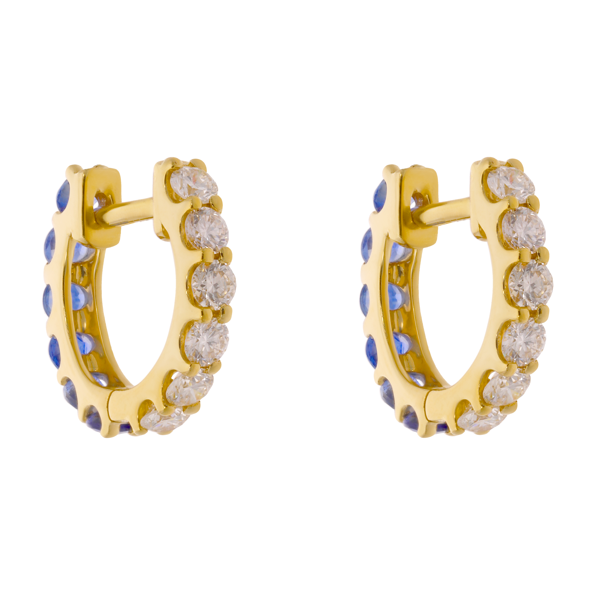 Huggies doble cara brillantes y esmeralda/zafiro/turquesa 14K