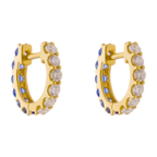 Huggies doble cara brillantes y esmeralda/zafiro/turquesa 14K