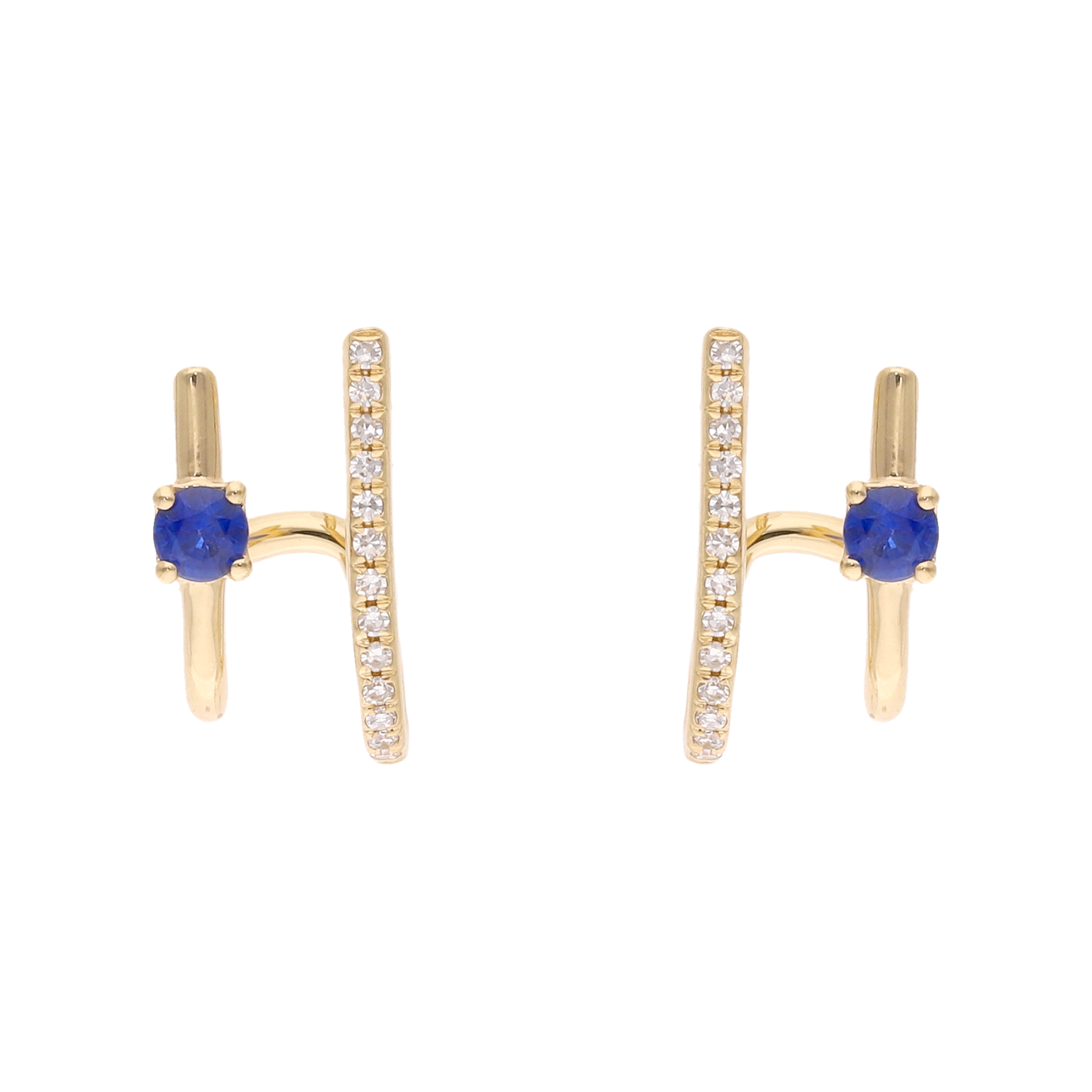 Medias huggies 2 líneas turquesa/zafiro y brillantes 14K