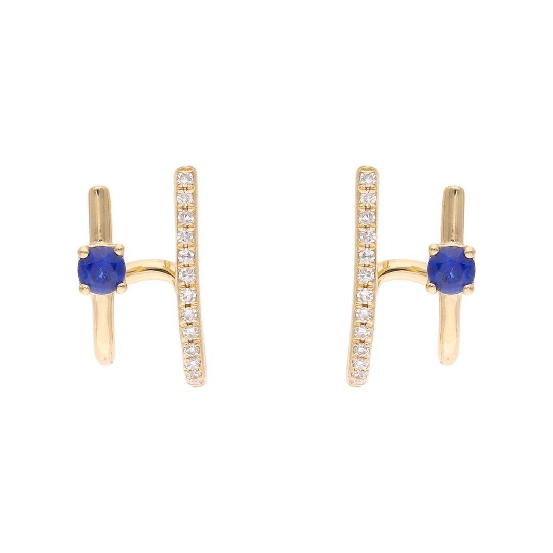 Medias huggies 2 líneas turquesa/zafiro y brillantes 14K