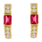 Huggies rubí baguette y brillantes 14K