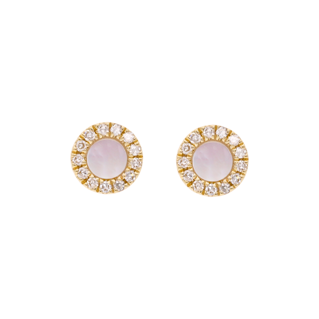 Broquel malaquita/turquesa/madre perla y brillantes 14K