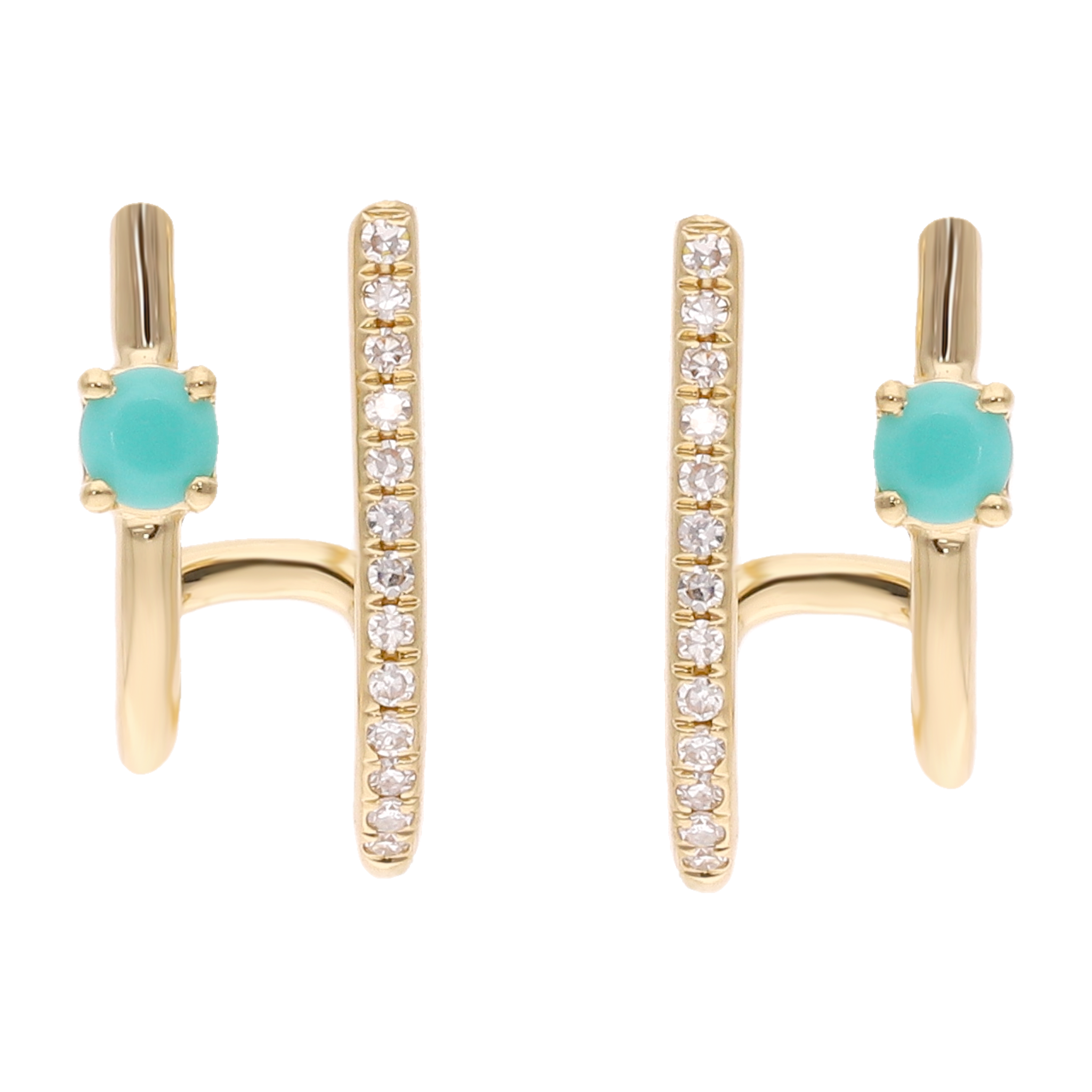 Medias huggies 2 líneas turquesa/zafiro y brillantes 14K