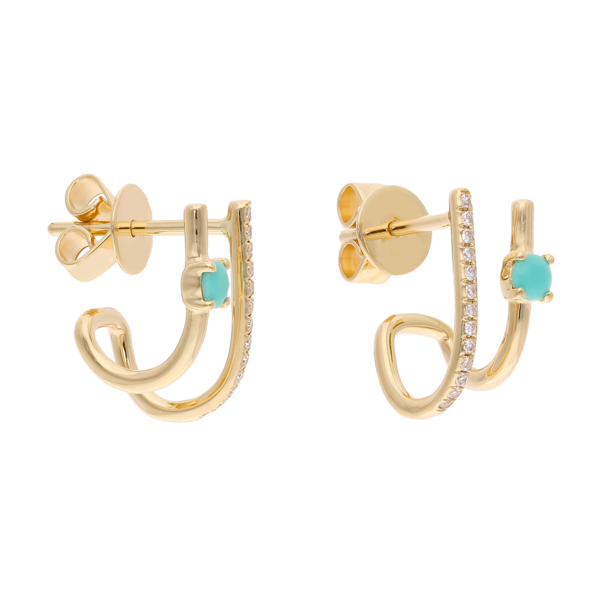 Medias huggies 2 líneas turquesa/zafiro y brillantes 14K