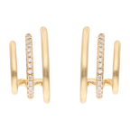 Aretes 3 líneas brillantes y liso 14K