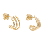 Aretes 3 líneas brillantes y liso 14K