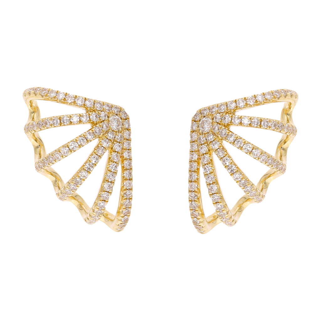 Aretes 6 líneas brillantes 14K