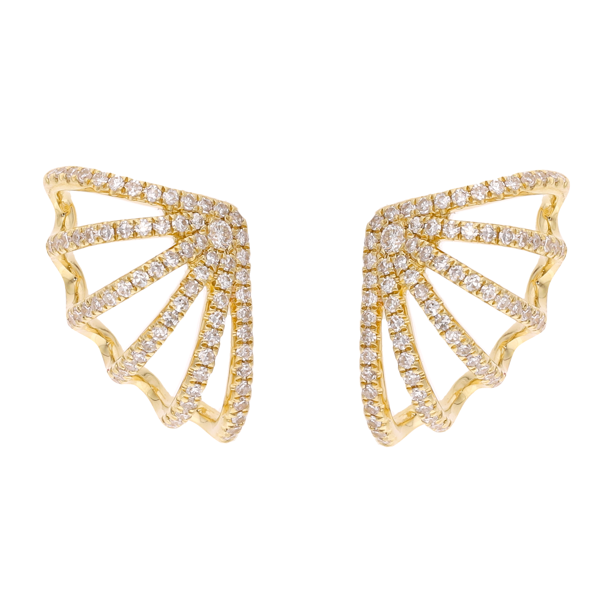 Aretes 6 líneas brillantes 14K