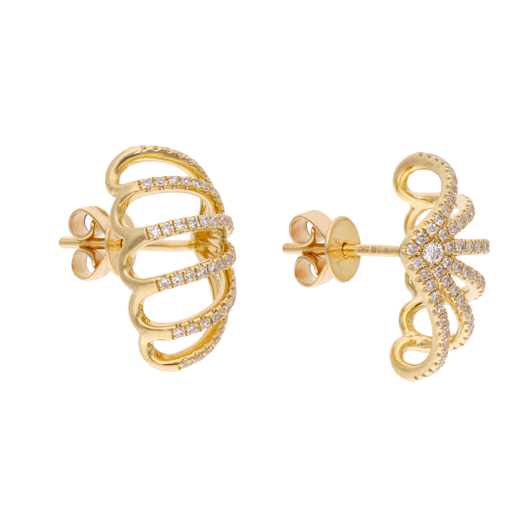 Aretes 6 líneas brillantes 14K