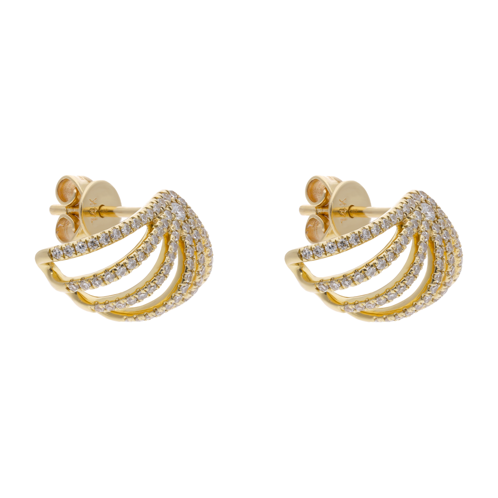Aretes 6 líneas brillantes 14K