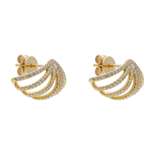 Aretes 6 líneas brillantes 14K