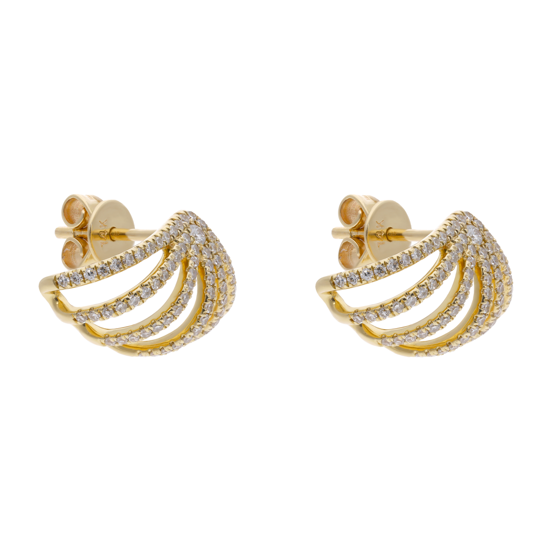 Aretes 6 líneas brillantes 14K