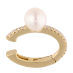 Earcuff perla y diamantes 14K