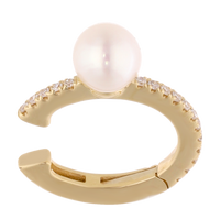 Earcuff perla y diamantes 14K