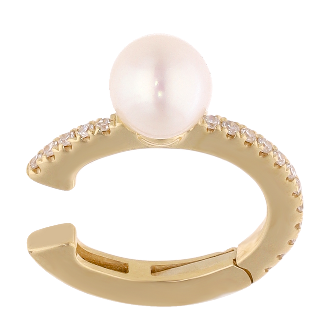 Earcuff perla y diamantes 14K