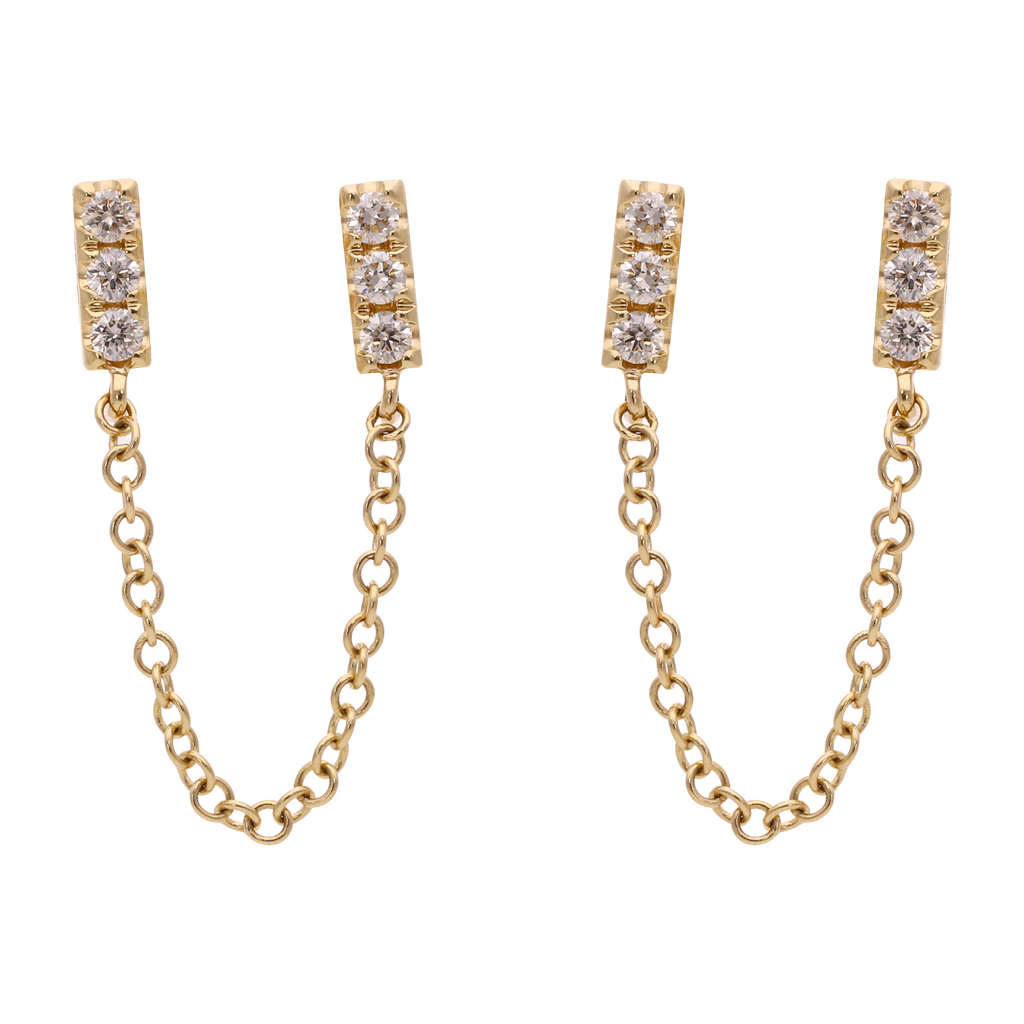 Broquel piercing barra diamantes14K