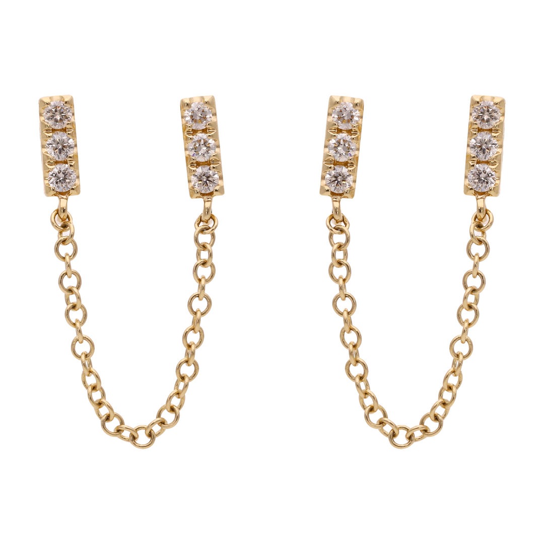 Broquel piercing barra diamantes14K