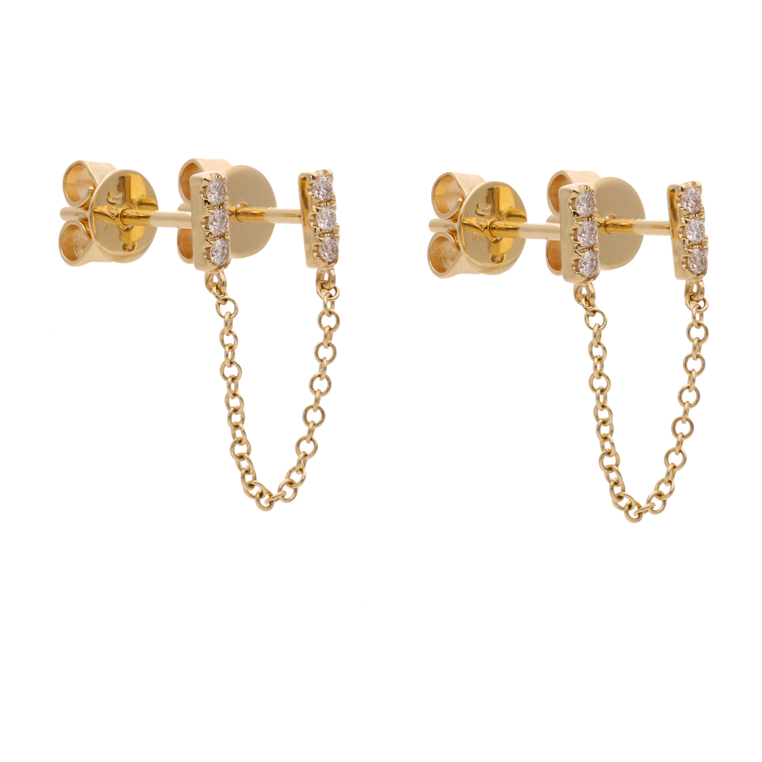 Broquel piercing barra diamantes14K