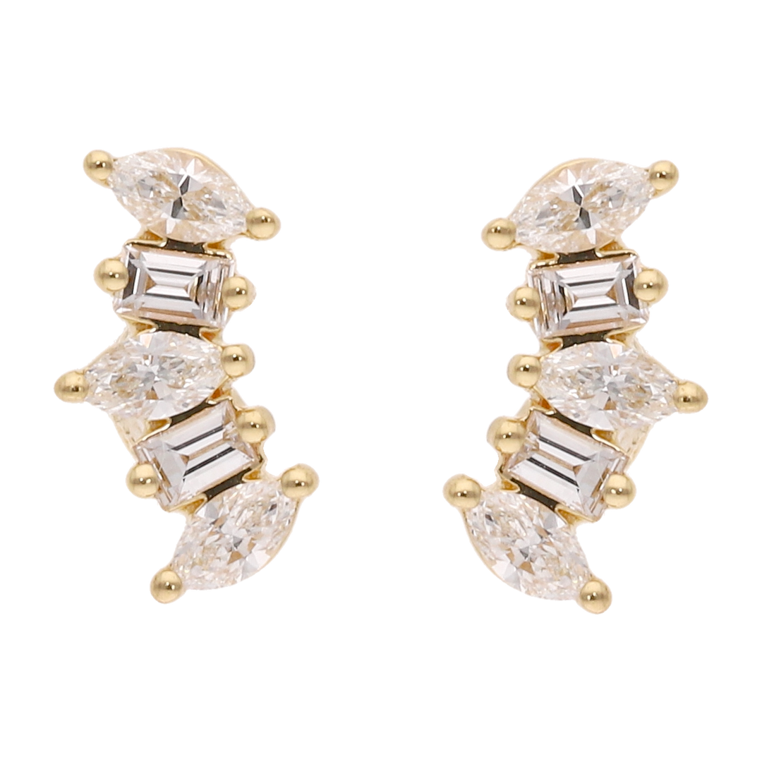 Broquel marquises y baguettes 14K