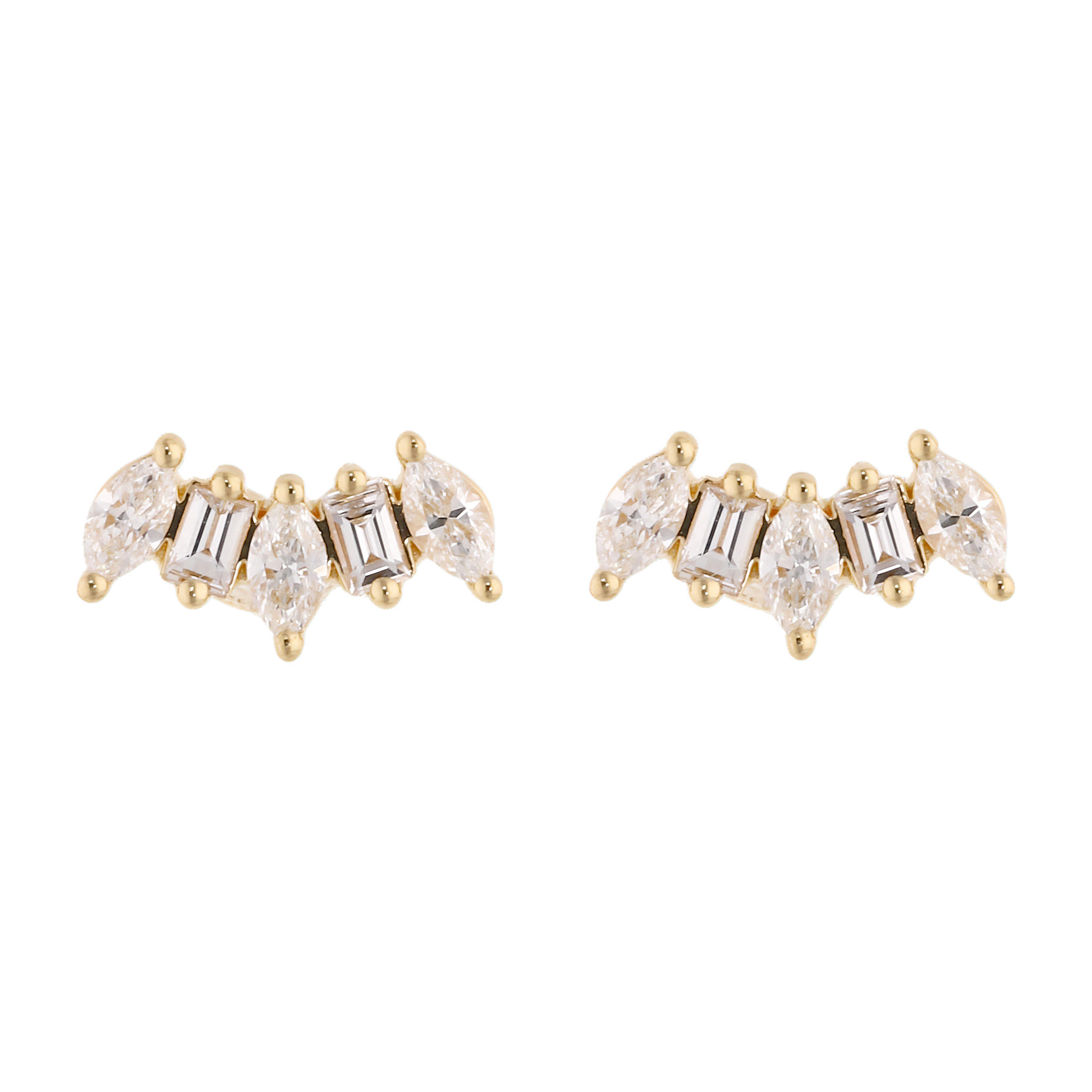 Broquel marquises y baguettes 14K