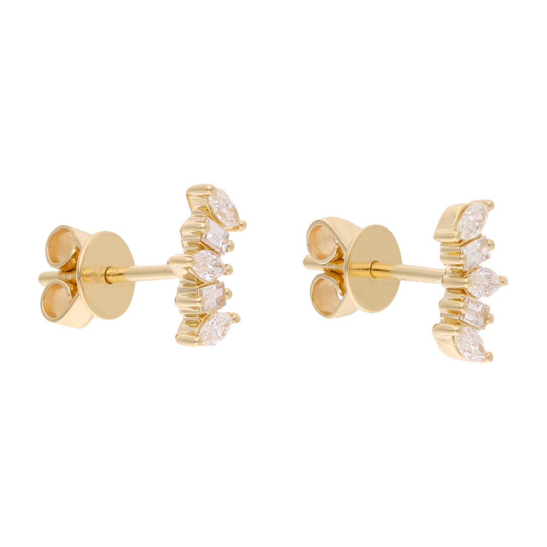 Broquel marquises y baguettes 14K