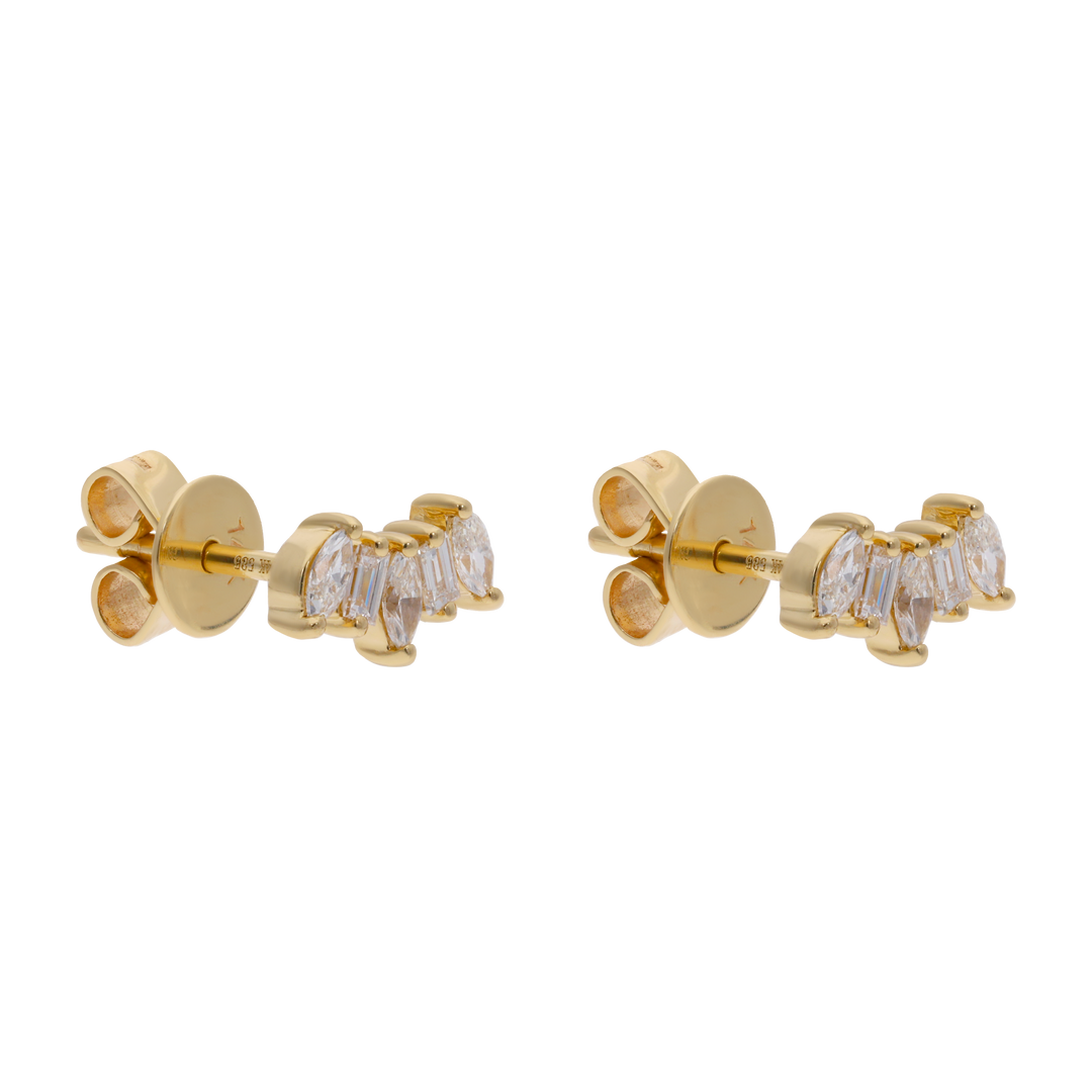 Broquel marquises y baguettes 14K