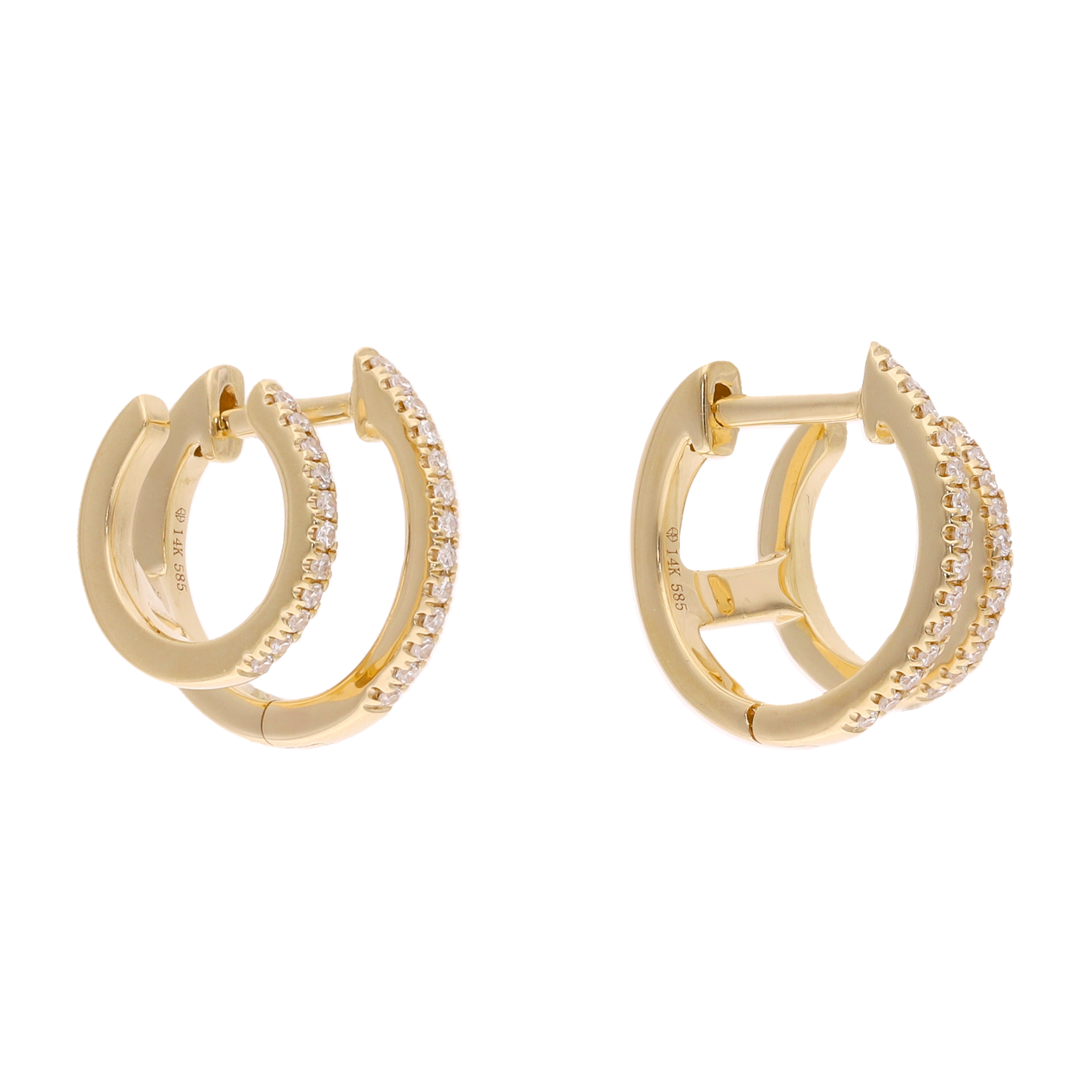 Huggies 2 líneas diamantes 14K