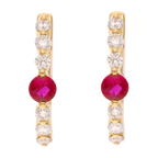Huggies rubí/esmeralda/zafiro y diamantes 14K