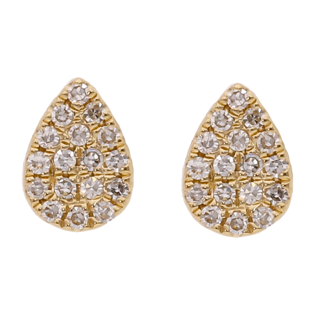 Broquel gota brillantes 14K