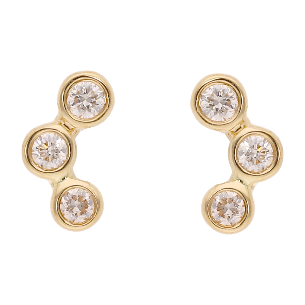 Broquel 3 brillantes oro amarillo 14K
