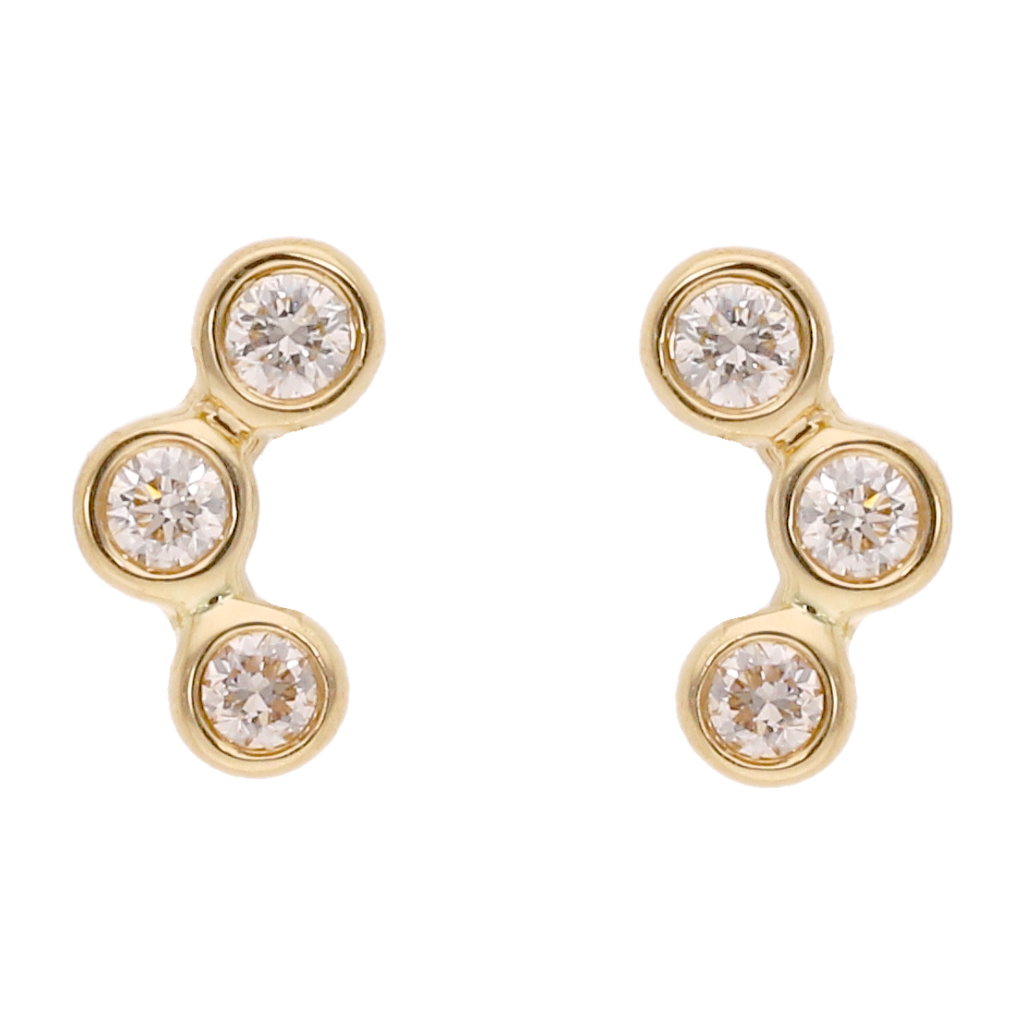 Broquel 3 brillantes oro amarillo 14K