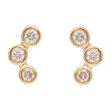 Broquel 3 brillantes oro amarillo 14K