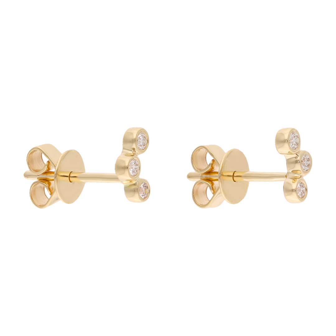 Broquel 3 brillantes oro amarillo 14K