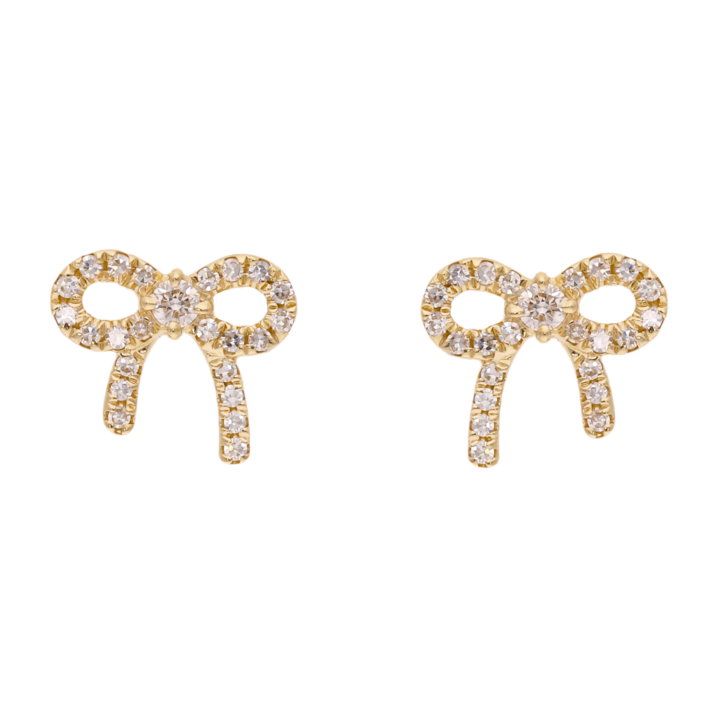 Broquel moño diamantes 14K