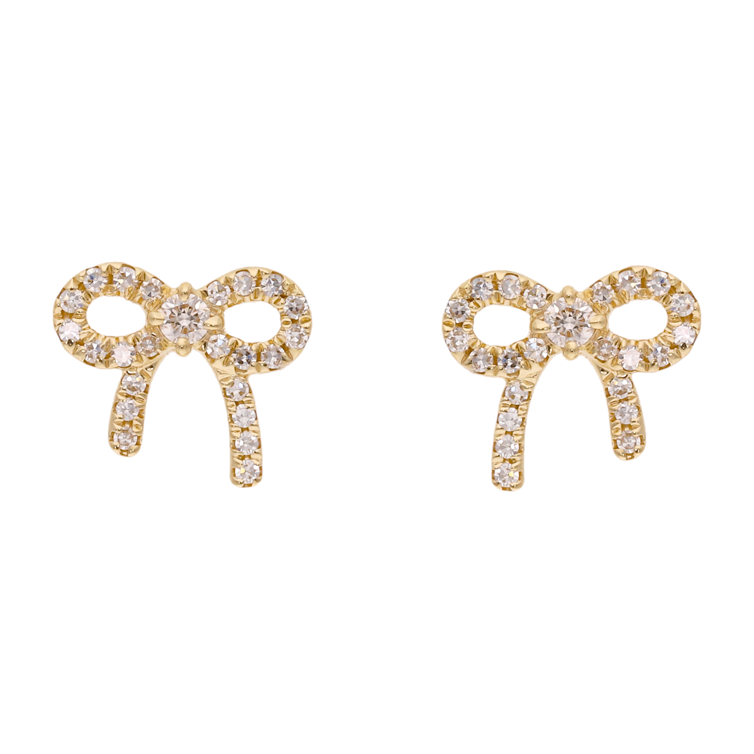 Broquel moño diamantes 14K