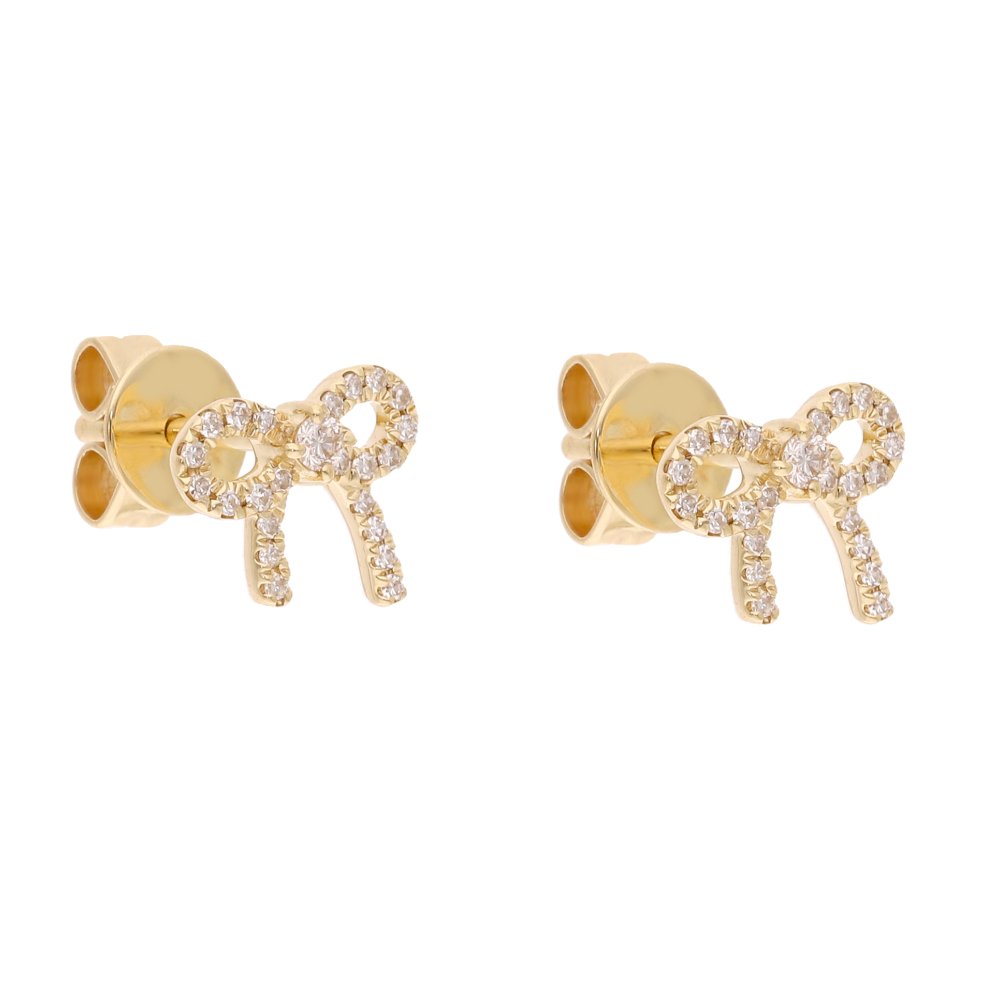 Broquel moño diamantes 14K