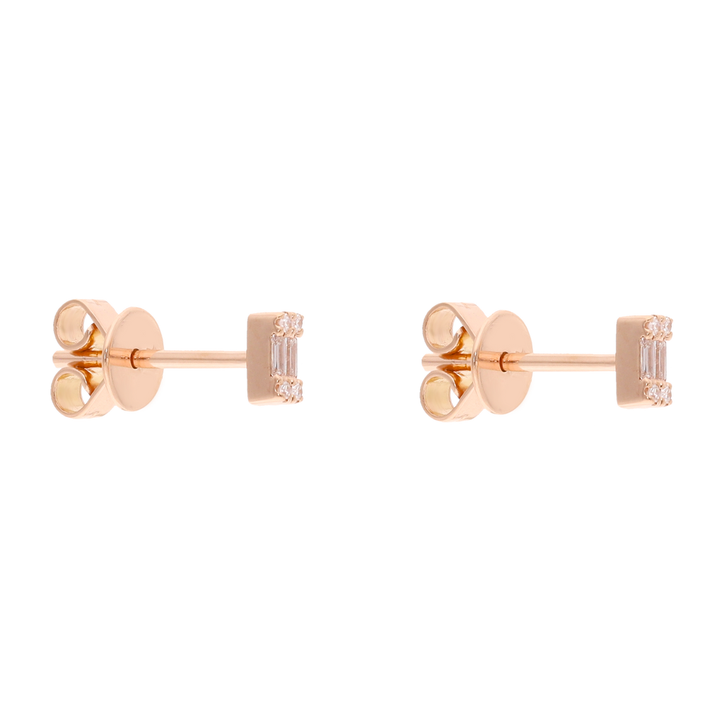 Broquel mini baguettes y brillantes 14K